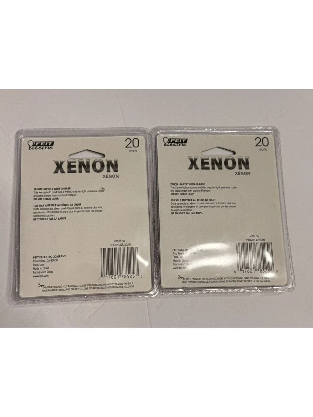 LOT (2)Feit Electric 20 Watt Xenon G8 Bulb 2-Pack. 6 Bulbs TOTAL - New, Sealed